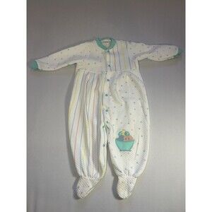 Vintage Carter’s Quilted Baby Sleeper One-Piece Pastel Stripe Footed